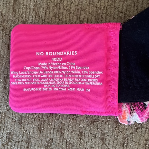 No Boundaries Women’s T-Shirt Bra  Size 40DD with Adjustable Straps, Jungle Pink - Picture 7 of 14